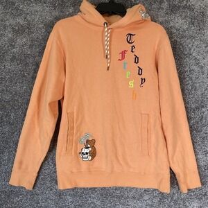 Teddy Fresh Hoodie Sweatshirt Skull Flowers Bear Spellout Grunge Mens Size XS